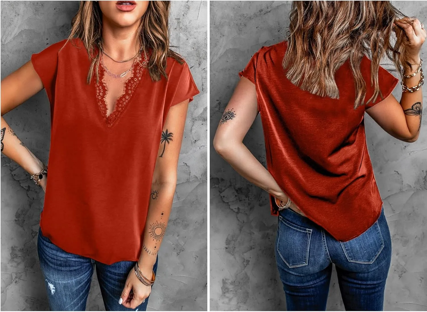 lime flare Dressy Lace Trim Blouse Tops Popular Short Sleeve Shirt