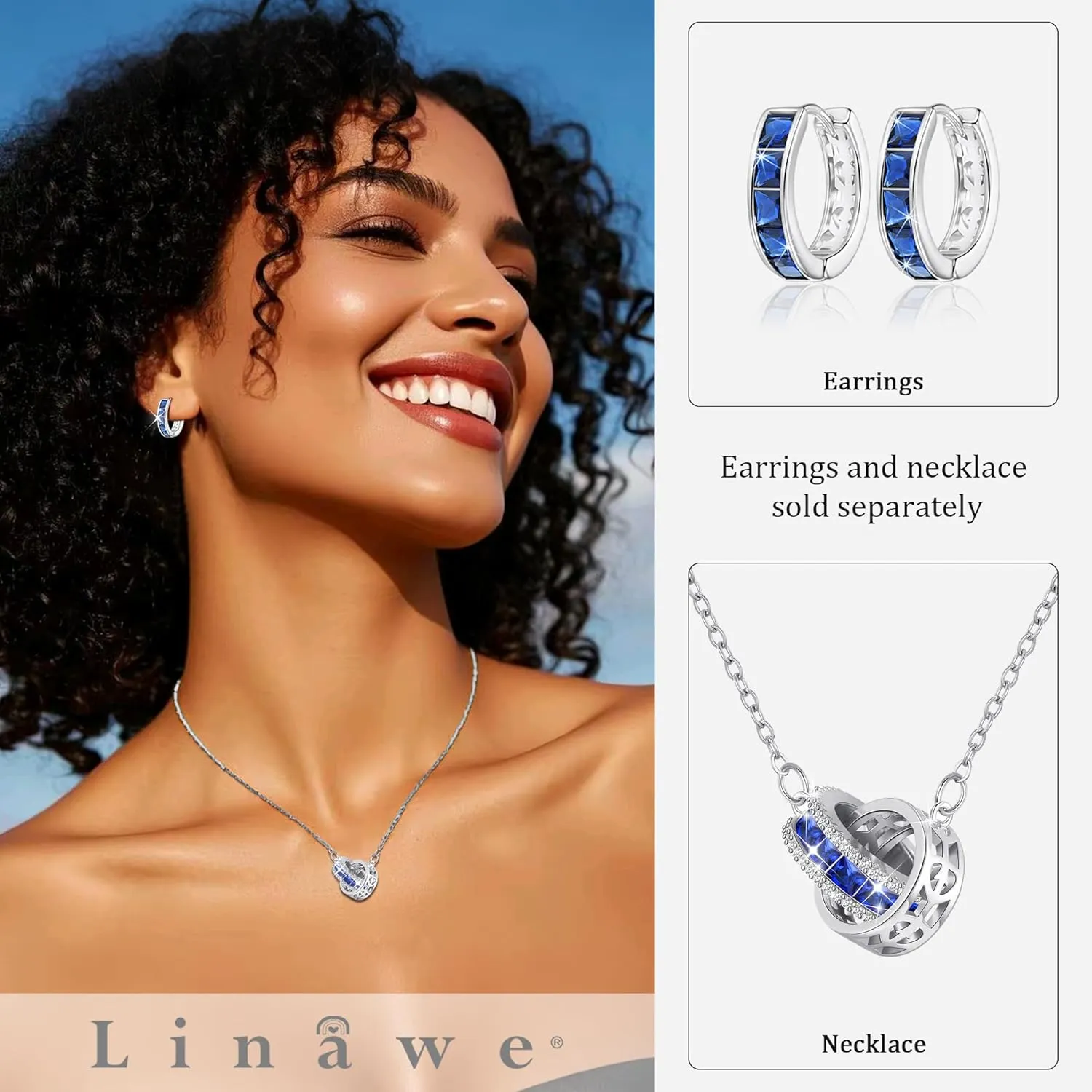 Linawe Moissanite Crystal Imitation Diamond Necklace for Women Trendy, Birthstone Rhinestone Dainty Jewelry, Circle Pendant Stainless Steel Chain Necklaces, Gold, Rose Gold and Silver Tones