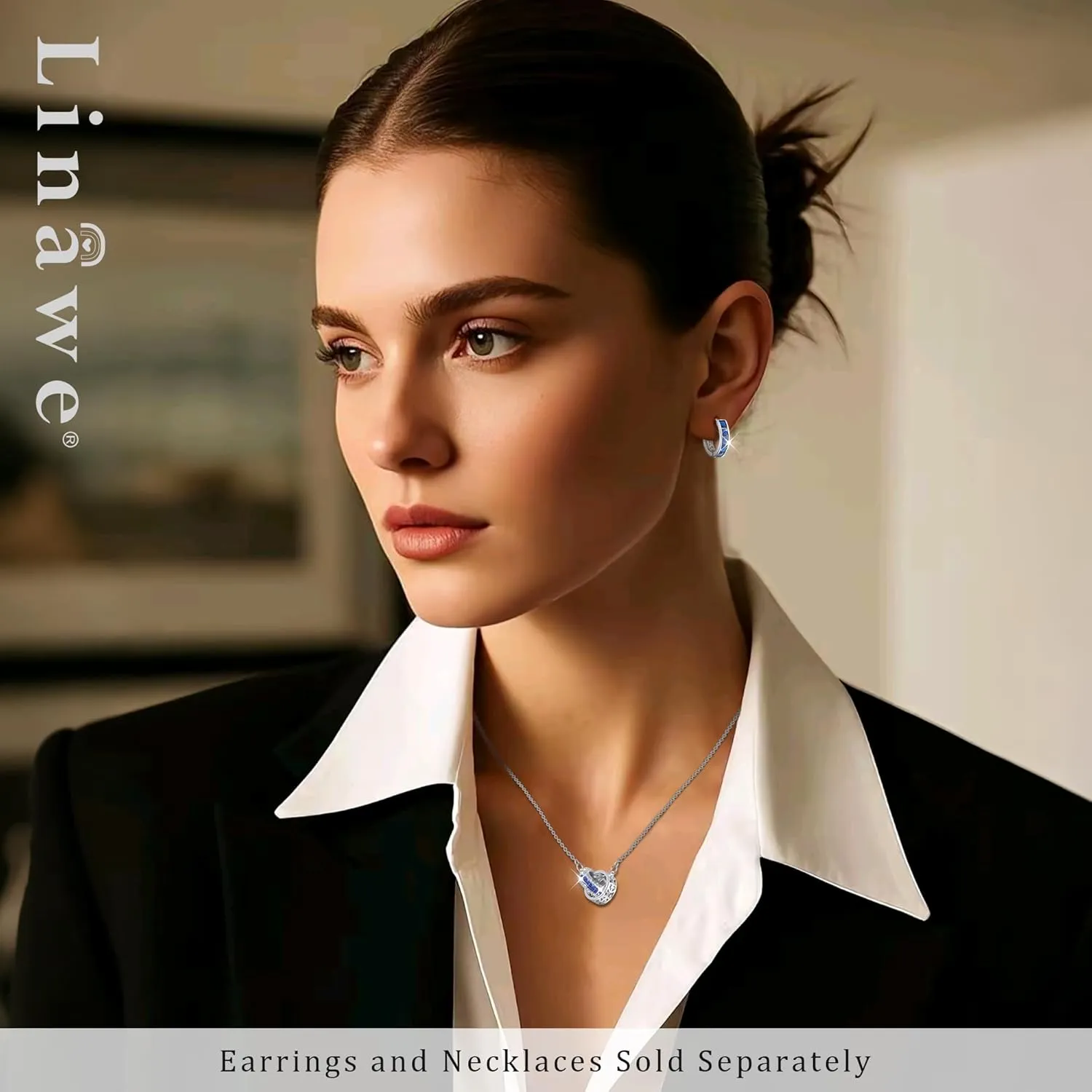 Linawe Moissanite Crystal Imitation Diamond Necklace for Women Trendy, Birthstone Rhinestone Dainty Jewelry, Circle Pendant Stainless Steel Chain Necklaces, Gold, Rose Gold and Silver Tones