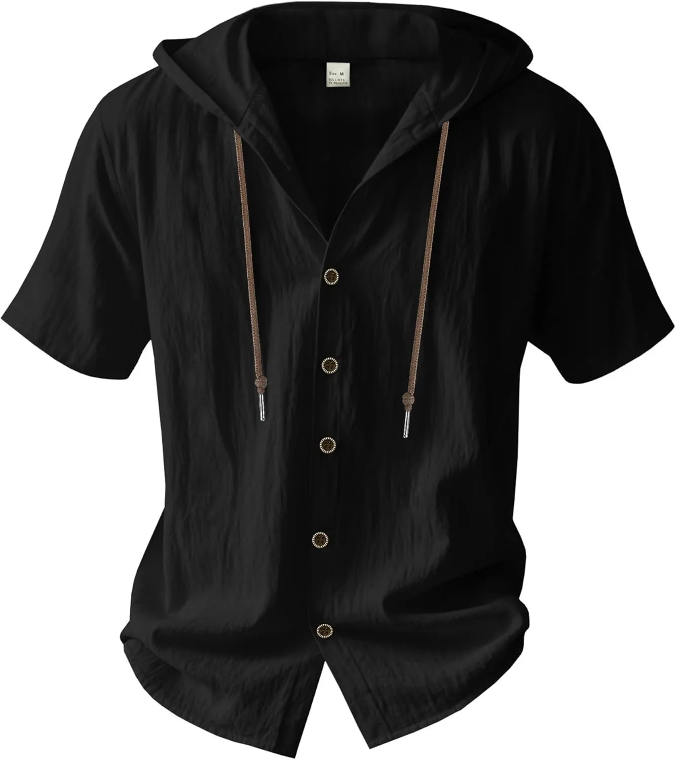 Linen Shirts for Men Button Down Short Sleeve Shirts Western Hooded Sun Shirts Lighweight Casual Loose Beach Top