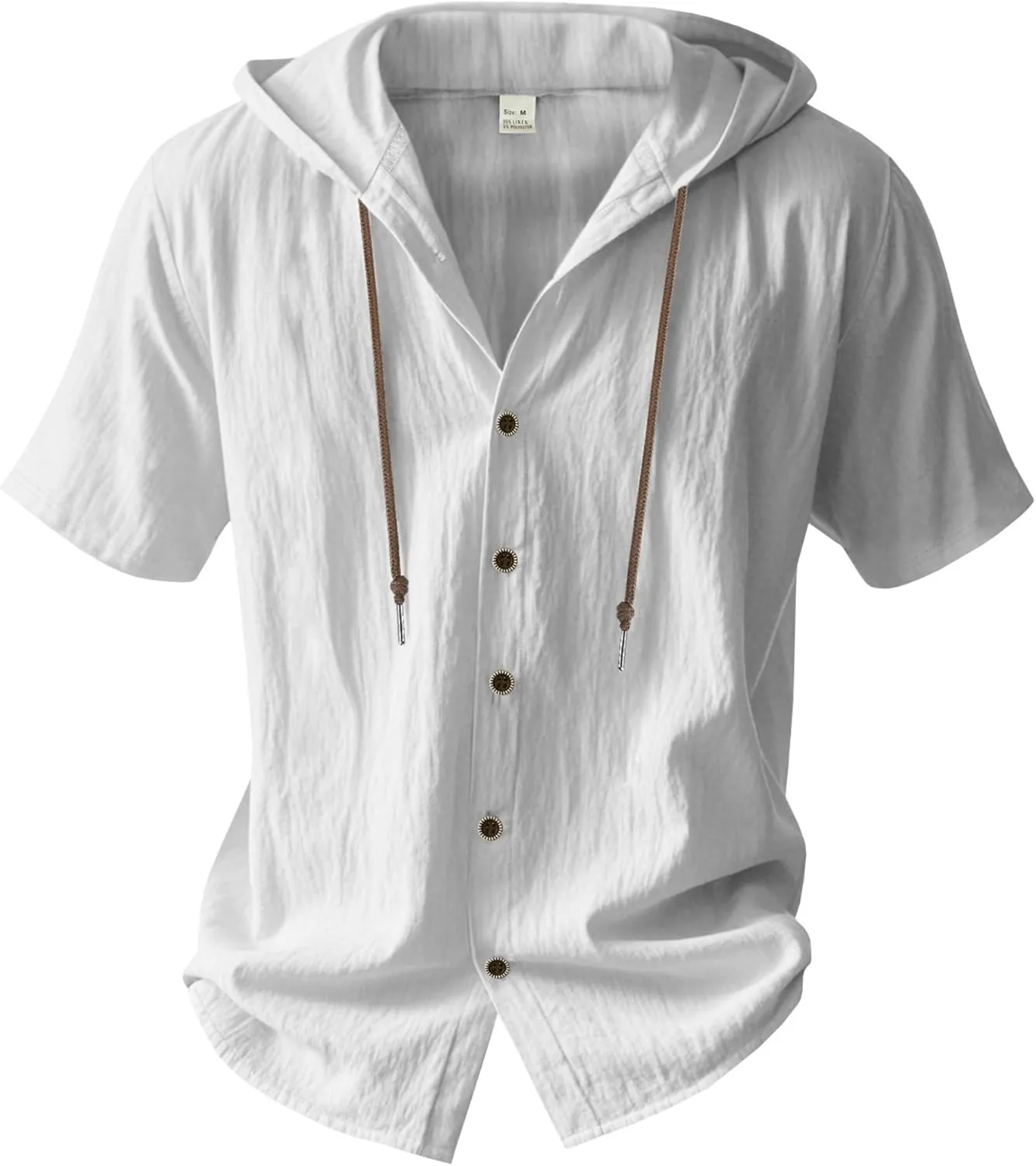 Linen Shirts for Men Button Down Short Sleeve Shirts Western Hooded Sun Shirts Lighweight Casual Loose Beach Top
