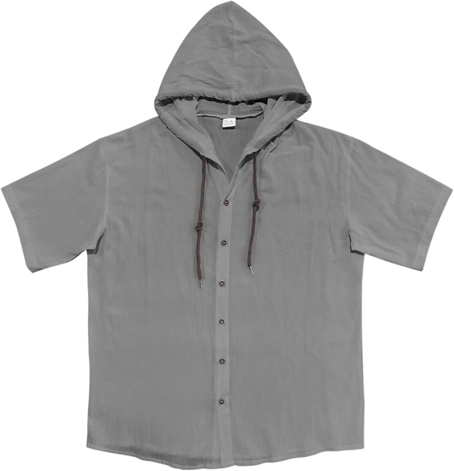 Linen Shirts for Men Button Down Short Sleeve Shirts Western Hooded Sun Shirts Lighweight Casual Loose Beach Top