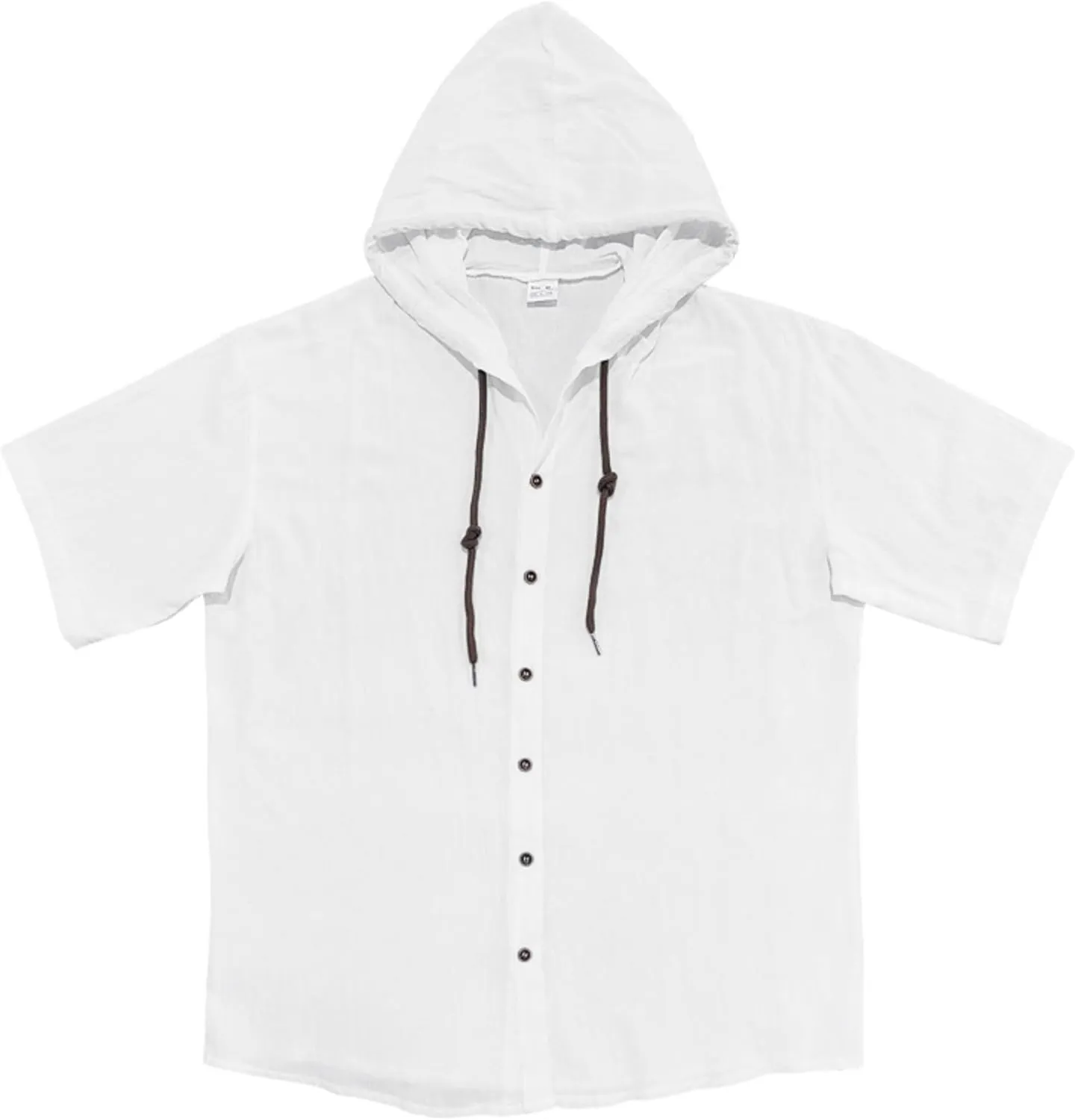 Linen Shirts for Men Button Down Short Sleeve Shirts Western Hooded Sun Shirts Lighweight Casual Loose Beach Top