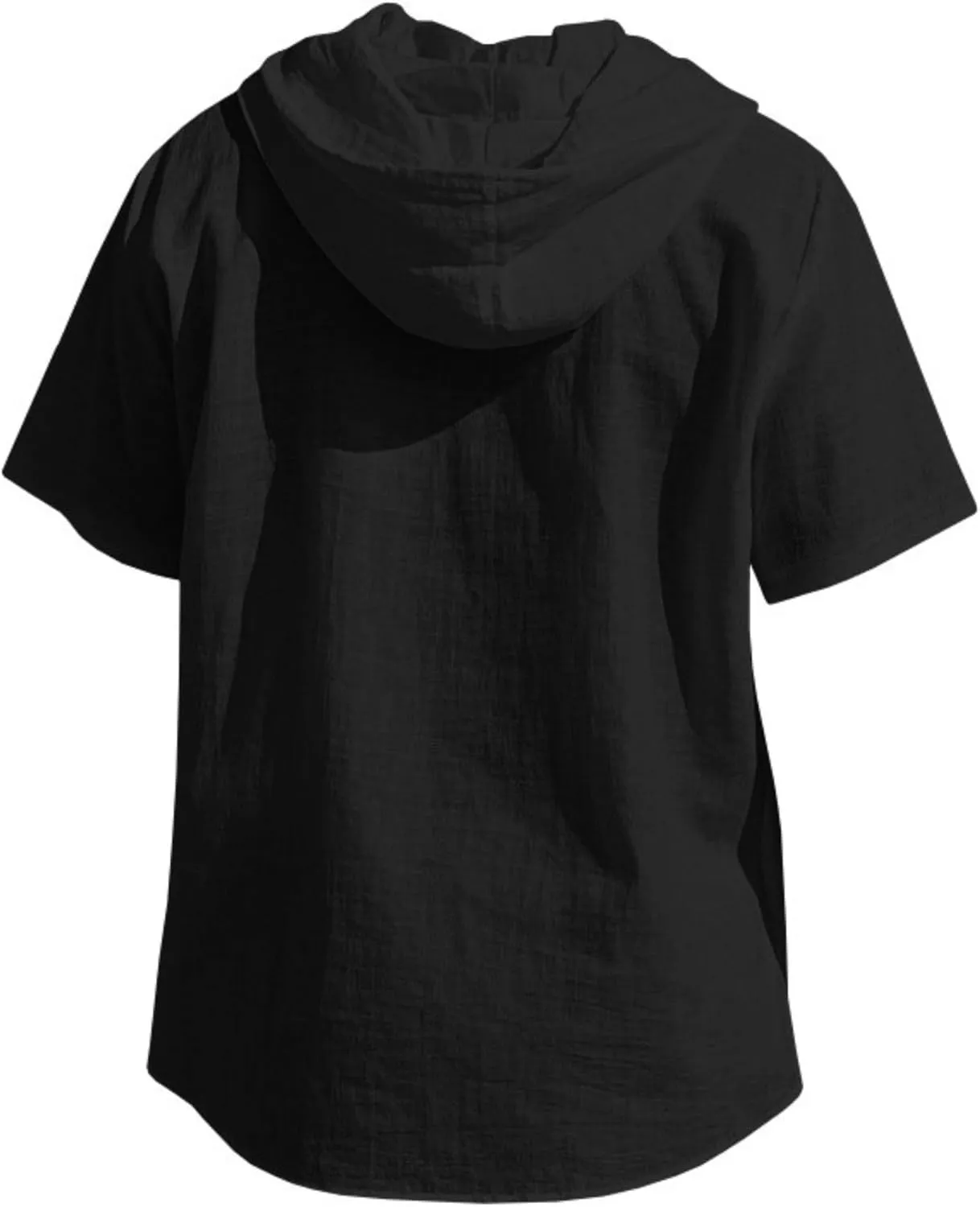 Linen Shirts for Men Button Down Short Sleeve Shirts Western Hooded Sun Shirts Lighweight Casual Loose Beach Top