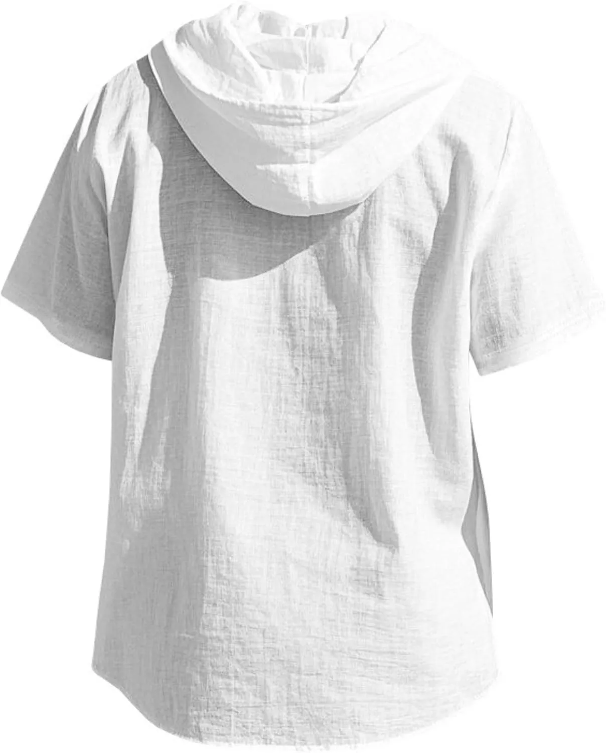 Linen Shirts for Men Button Down Short Sleeve Shirts Western Hooded Sun Shirts Lighweight Casual Loose Beach Top