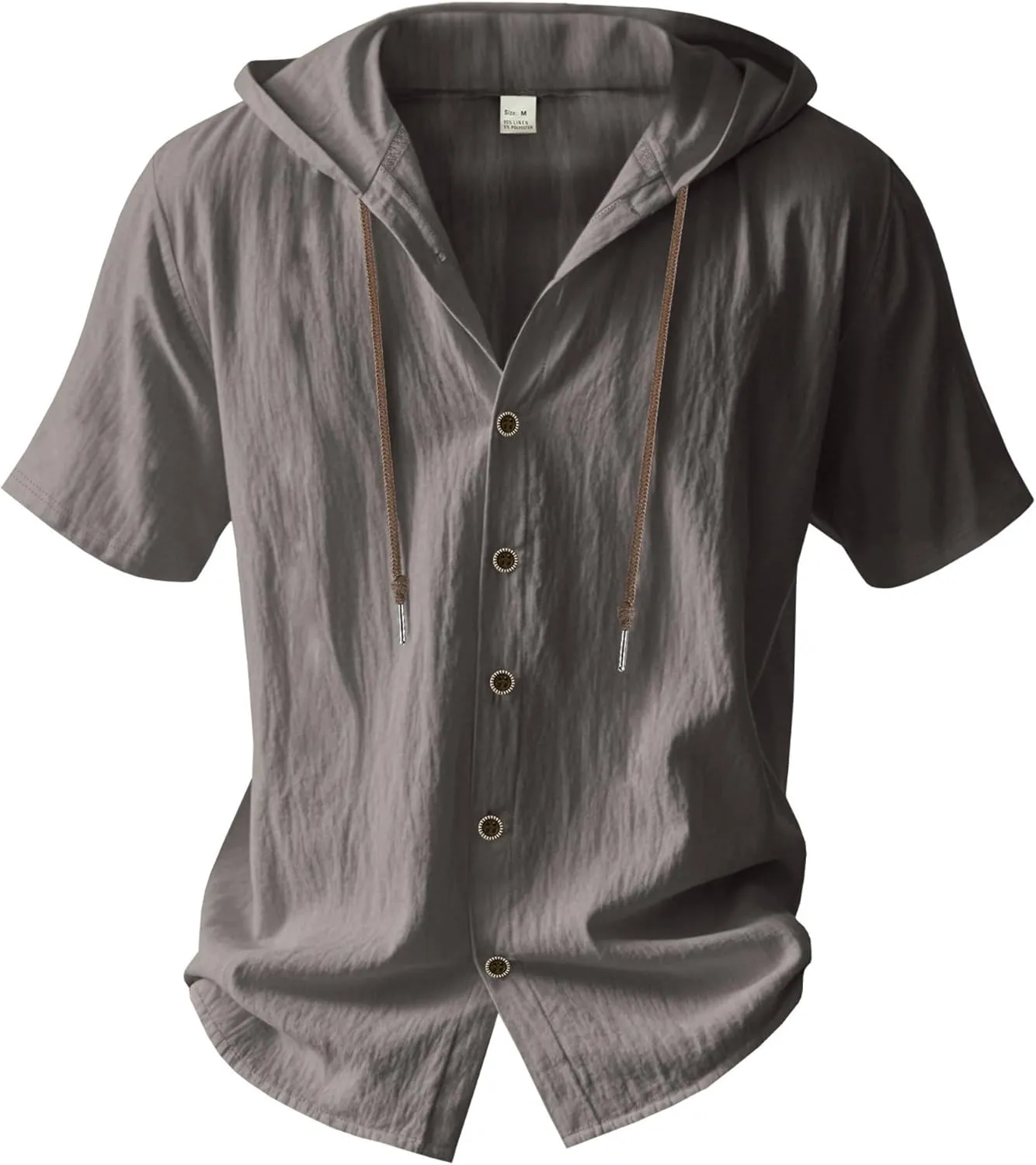 Linen Shirts for Men Button Down Short Sleeve Shirts Western Hooded Sun Shirts Lighweight Casual Loose Beach Top