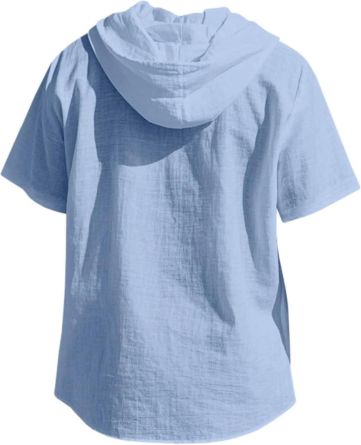 Linen Shirts for Men Button Down Short Sleeve Shirts Western Hooded Sun Shirts Lighweight Casual Loose Beach Top