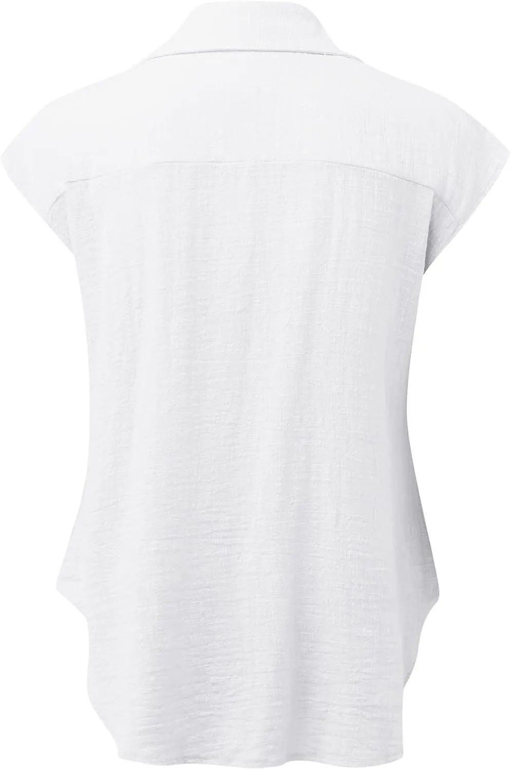 Linen Shirts for Women Summer Button Down Cap Sleeve Shirts Casual Loose Solid V Neck Tops Business Casual Blouses