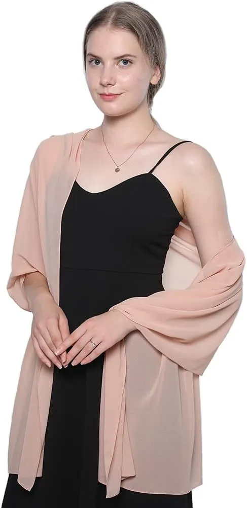 LMVERNA Simple Chiffon Shawls and Wraps for Evening Dresses Silky Long Wrap Scarves for Wedding Party