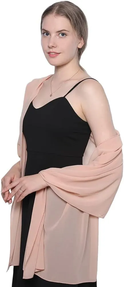 LMVERNA Simple Chiffon Shawls and Wraps for Evening Dresses Silky Long Wrap Scarves for Wedding Party
