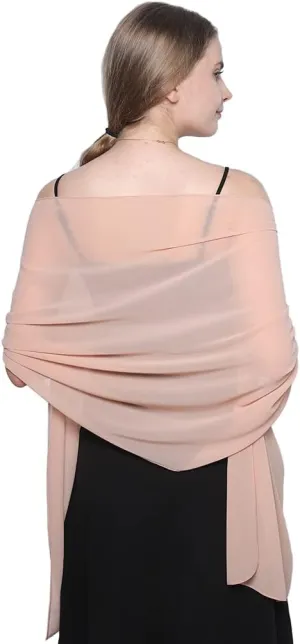 LMVERNA Simple Chiffon Shawls and Wraps for Evening Dresses Silky Long Wrap Scarves for Wedding Party