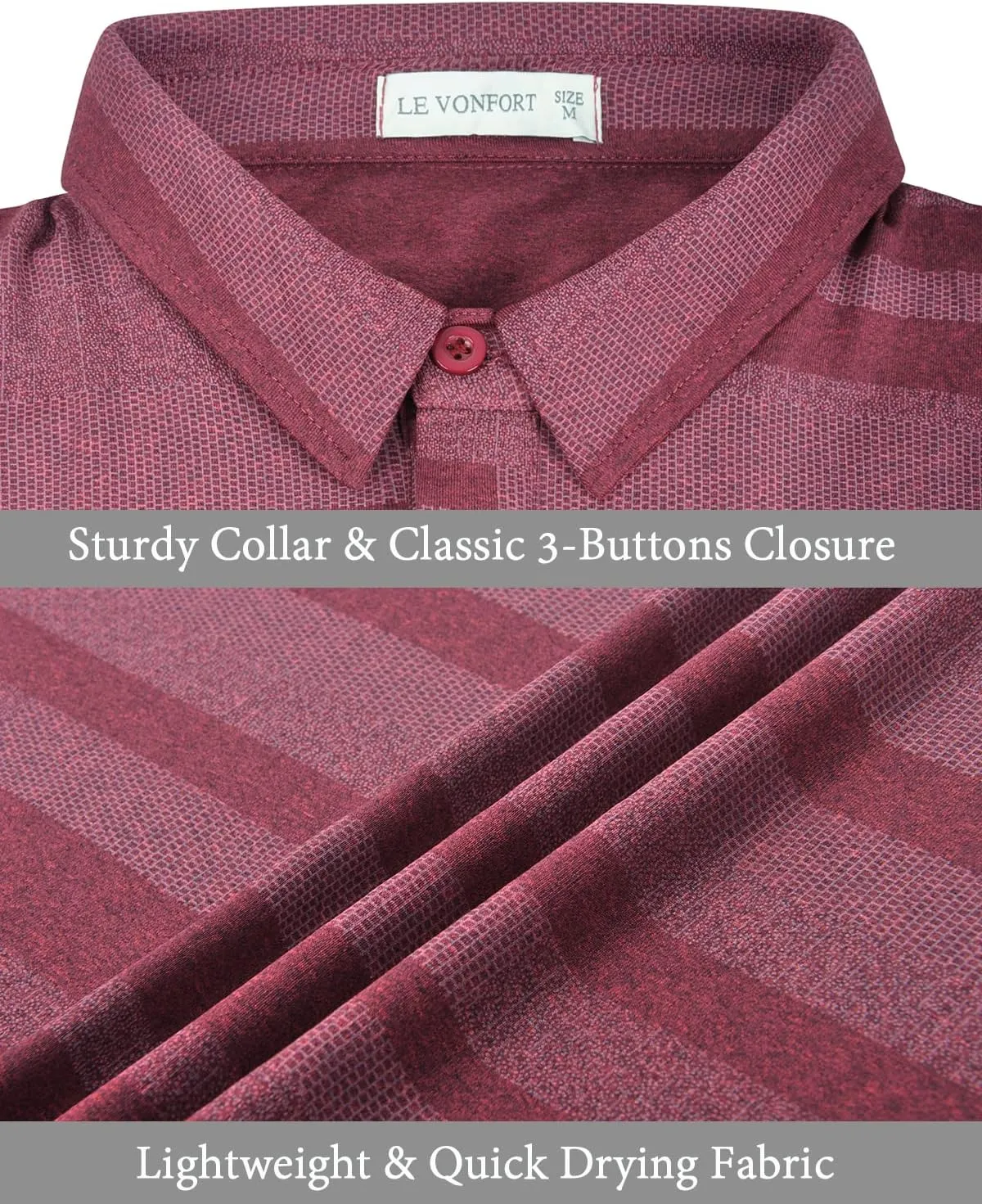 Long Sleeve Polo Shirts for Men Casual Dress Polo Tee Shirts Lightweight Quick Dry Collared Golf Shirt