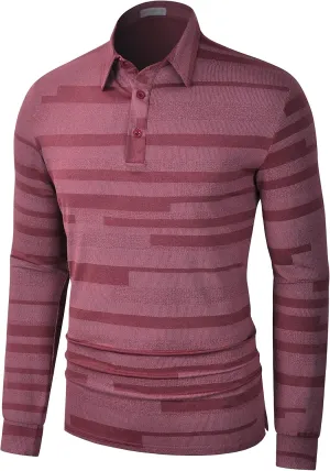 Long Sleeve Polo Shirts for Men Casual Dress Polo Tee Shirts Lightweight Quick Dry Collared Golf Shirt