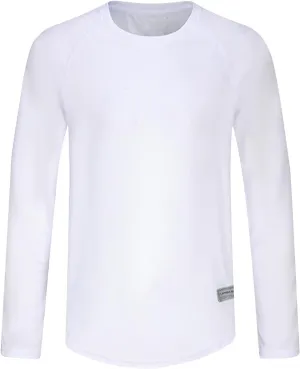 Long Sleeve Shirts for Men Breathable Moisture Wicking Sun Protection Workout T-Shirts Regular Fit Solid Color Tees