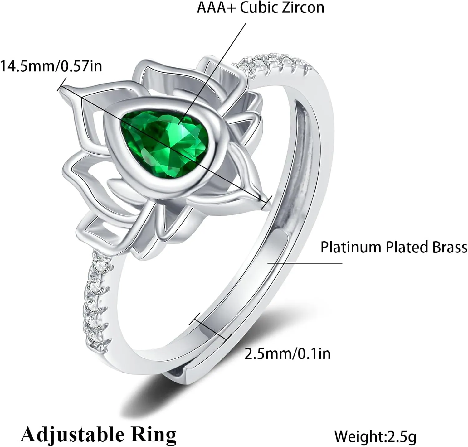 Lotus Flower Adjustable Ring Jewelry Minimalist Rings Simple Mixed Trendy Elegant Unique Cubic Design Floral Leaf Rings Gifts for Women