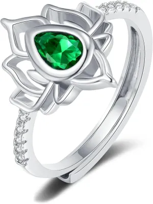 Lotus Flower Adjustable Ring Jewelry Minimalist Rings Simple Mixed Trendy Elegant Unique Cubic Design Floral Leaf Rings Gifts for Women