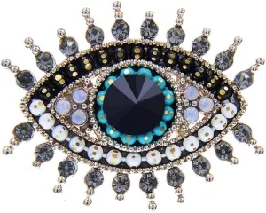 Lucky Evil Eye Brooch Pin Freshwater Pearl and Crystal Vintage Lapel Pin for Wedding Party Prom Multipurpose Brooch Ladies Accessories for Shawl Scarf Buckle Sweater Cardigan