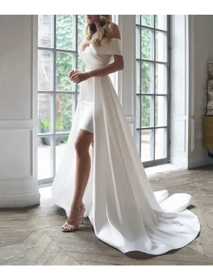 Luolandi Bridal Shower Simple Wedding Dresses Glitter & Sparkle Wedding Dresses Ball Gown Off Shoulder Sleeveless Tea Length Lace Bridal Gowns With Appliques