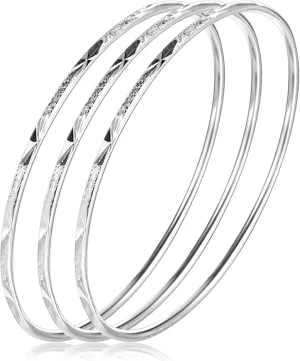 Lusofie 925 Sterling Silver Bangle Bracelet for Women - Elegant Shiny Star Cuff, Gift for Mom, Wife on Valentine's Day, Mother's Day