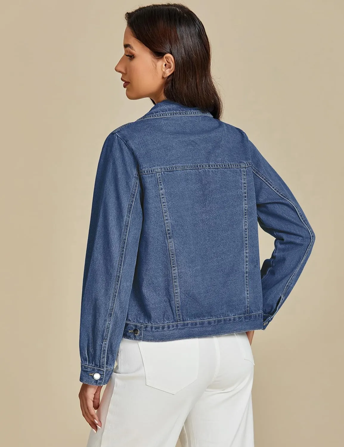 luvamia Denim Jackets for Women Trendy Casual Button Down Relaxed Fit Western Trucker Distressed Jean Jacket with Pocket