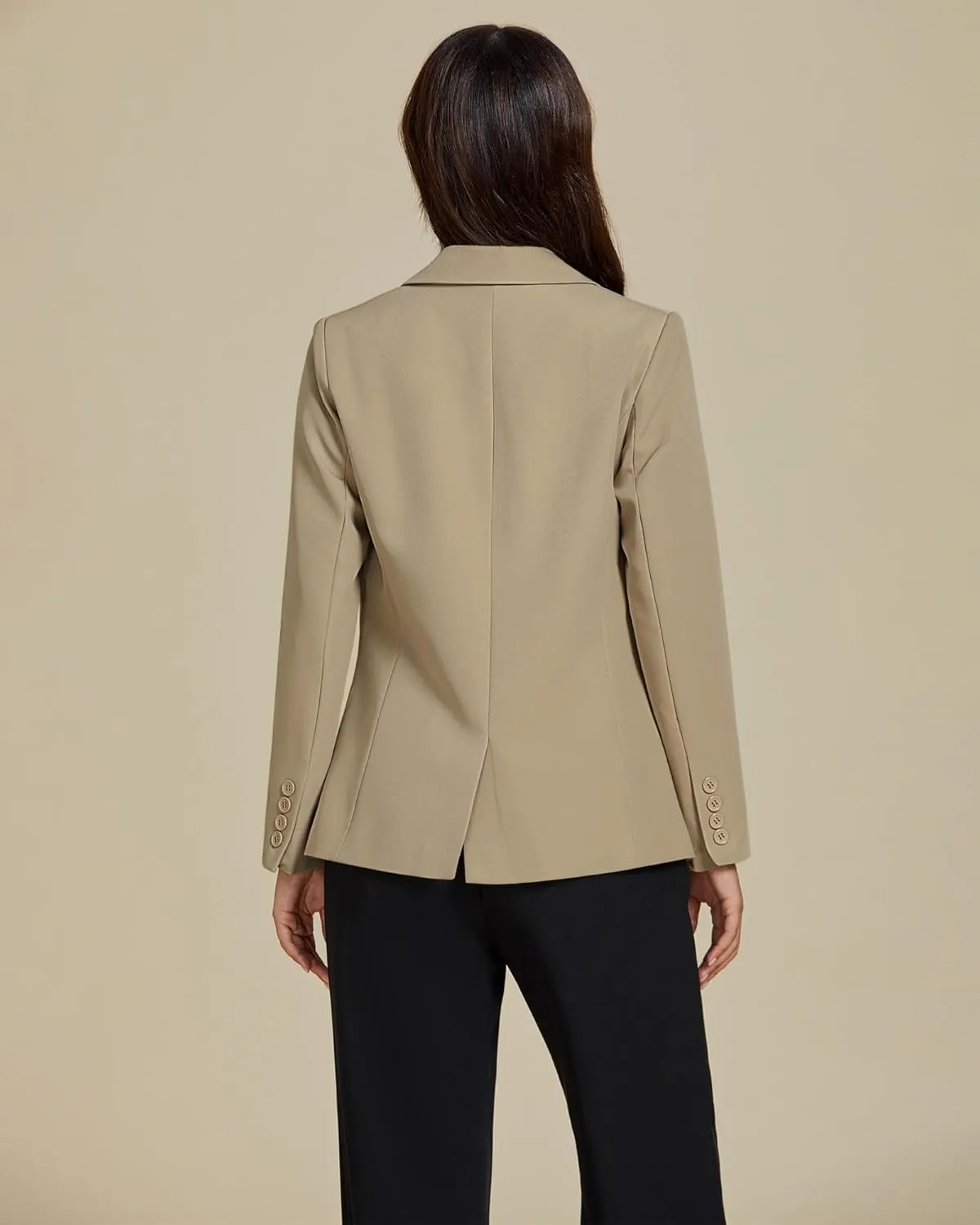 luvamia Dressy Blazers for Women Button Long Sleeve Lapel Business Casual Outfits Office Work Suit Blazer with Pockets