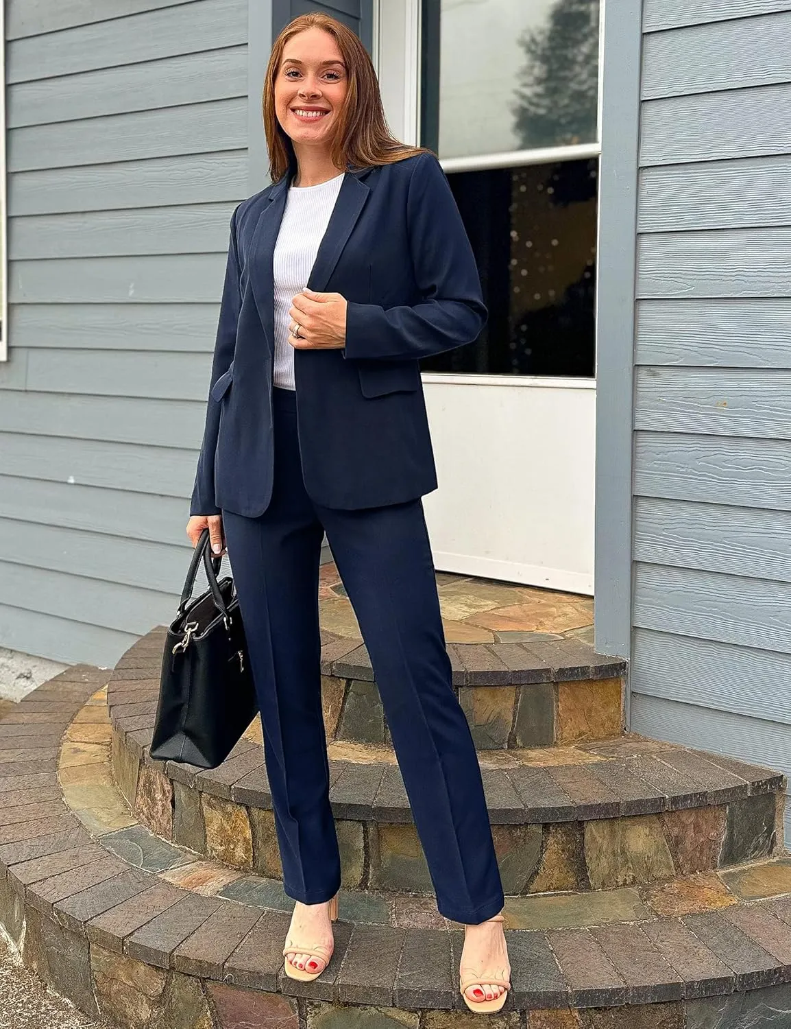 luvamia Women's Two Piece Sets Pants Suits Dressy Business Casual Outfits Professional Blazer Pantsuits Set Work Office