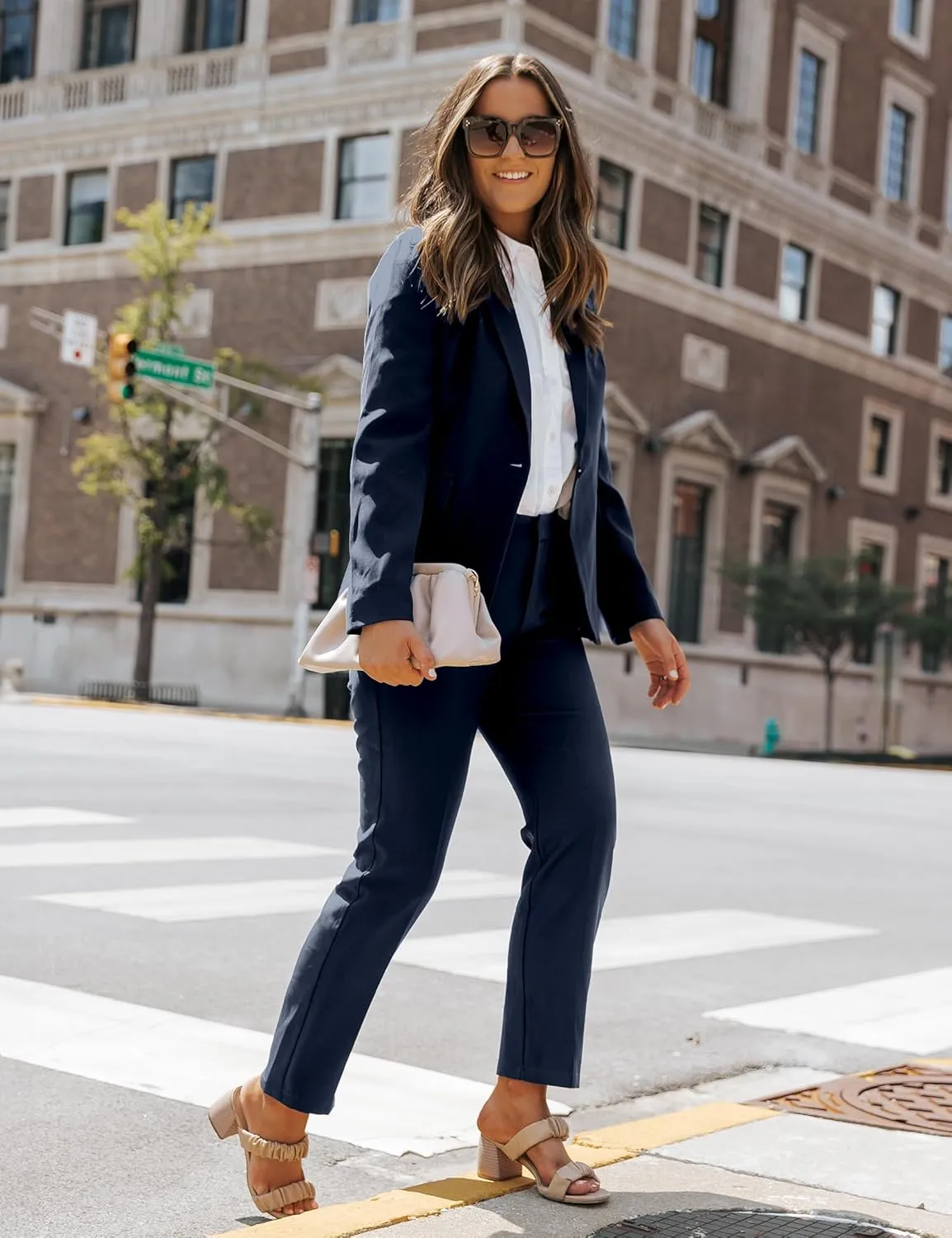luvamia Women's Two Piece Sets Pants Suits Dressy Business Casual Outfits Professional Blazer Pantsuits Set Work Office
