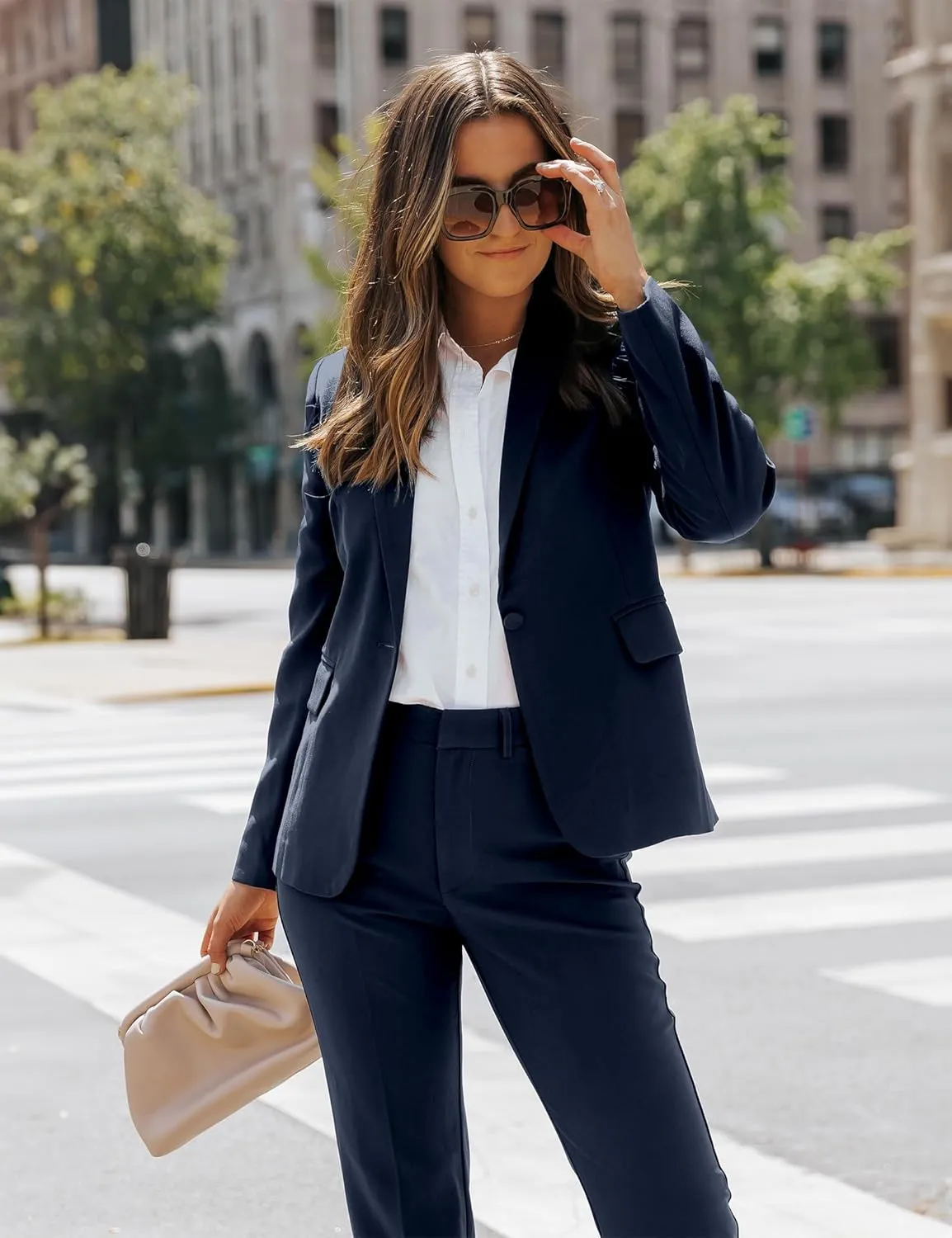 luvamia Women's Two Piece Sets Pants Suits Dressy Business Casual Outfits Professional Blazer Pantsuits Set Work Office