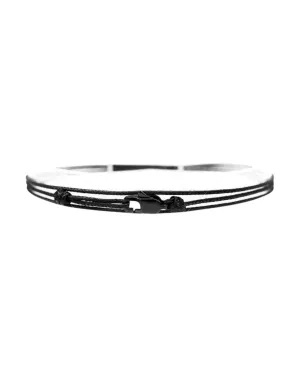 Made by Nami Nautical Rope Bracelet for Men Waterproof & Adjustable Wrap String Bracelets with Snap Hook Gift for Him (Black Black)