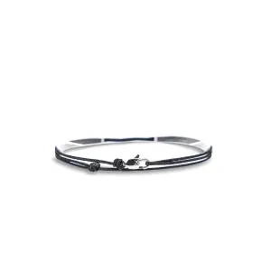 Made by Nami Nautical Rope Bracelet for Men Waterproof & Adjustable Wrap String Bracelets with Snap Hook Gift for Him (Black Silver)