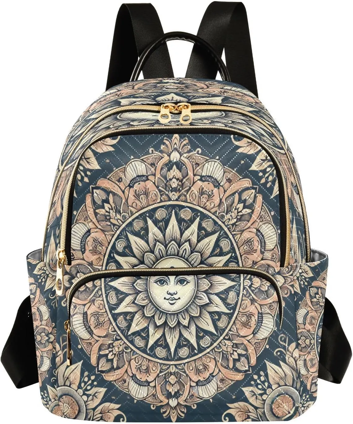 Mandala Ethnic Boho Mini Backpack Purse for Women Small Travel Casual Daypack Ladies Shoulder Bags Quilted Bookbag for Work M