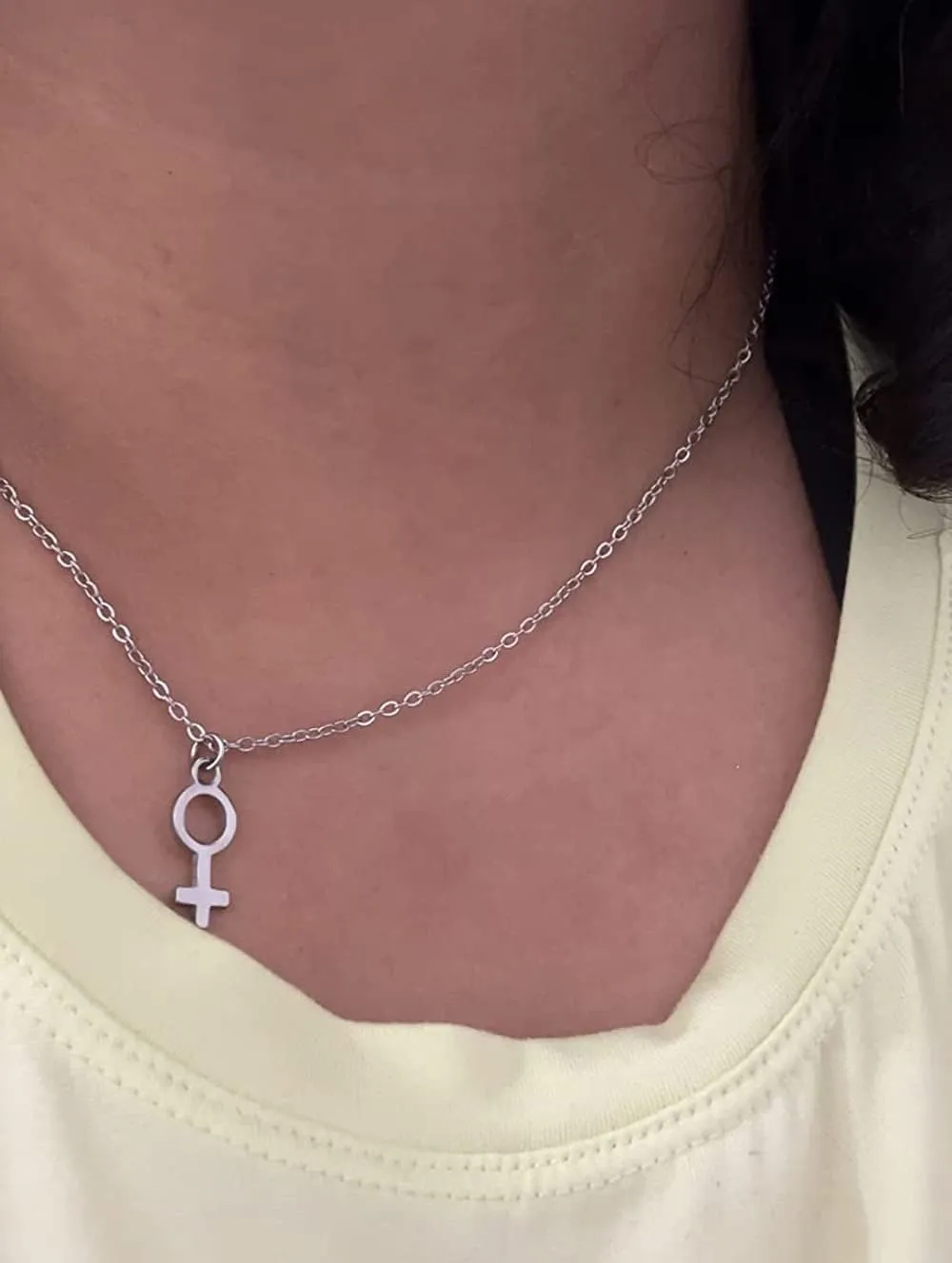 MANZHENCute Tiny 14k Gold Pendant Choker Necklaces Feminine Astrological Gender Necklace Venus Symbol Charm Pendent Female Necklace