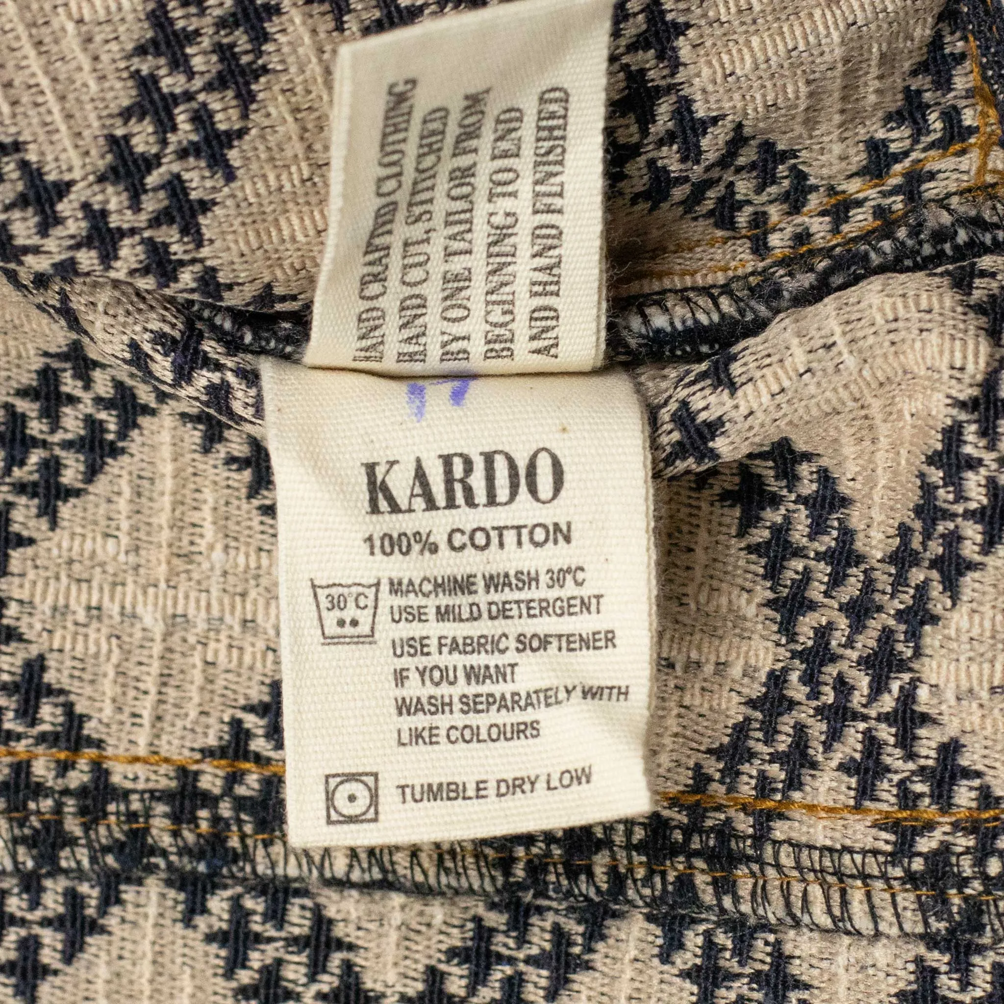 Marvin type two jacket in denim blue and ecru diamond jacquard