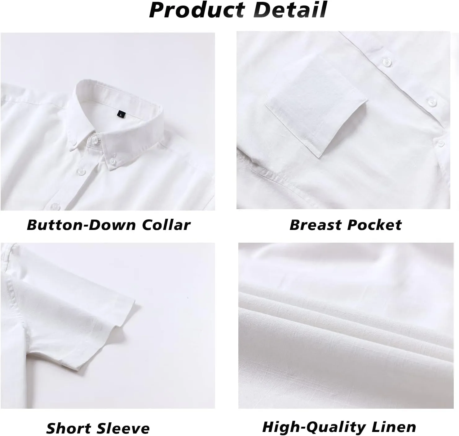 MAXJON Mens's Linen Shirts, Linen Shirts for Mens Short Sleeve Button Down Shirts Casual Regular Fit for Summer Beach Soft
