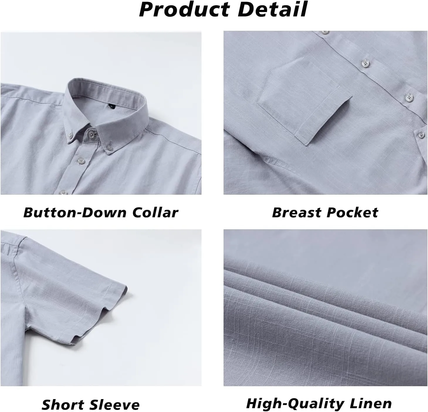 MAXJON Mens's Linen Shirts, Linen Shirts for Mens Short Sleeve Button Down Shirts Casual Regular Fit for Summer Beach Soft