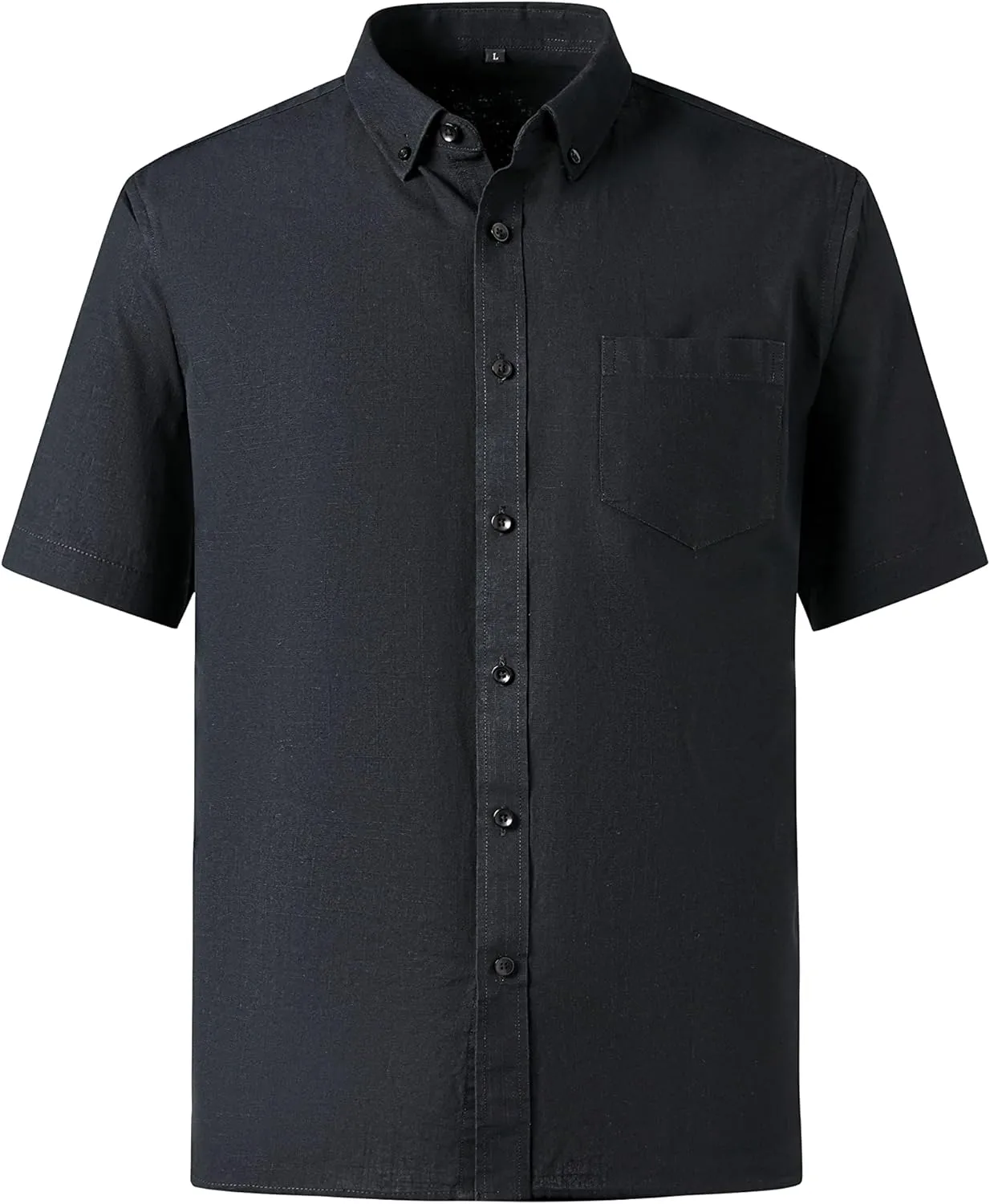 MAXJON Mens's Linen Shirts, Linen Shirts for Mens Short Sleeve Button Down Shirts Casual Regular Fit for Summer Beach Soft
