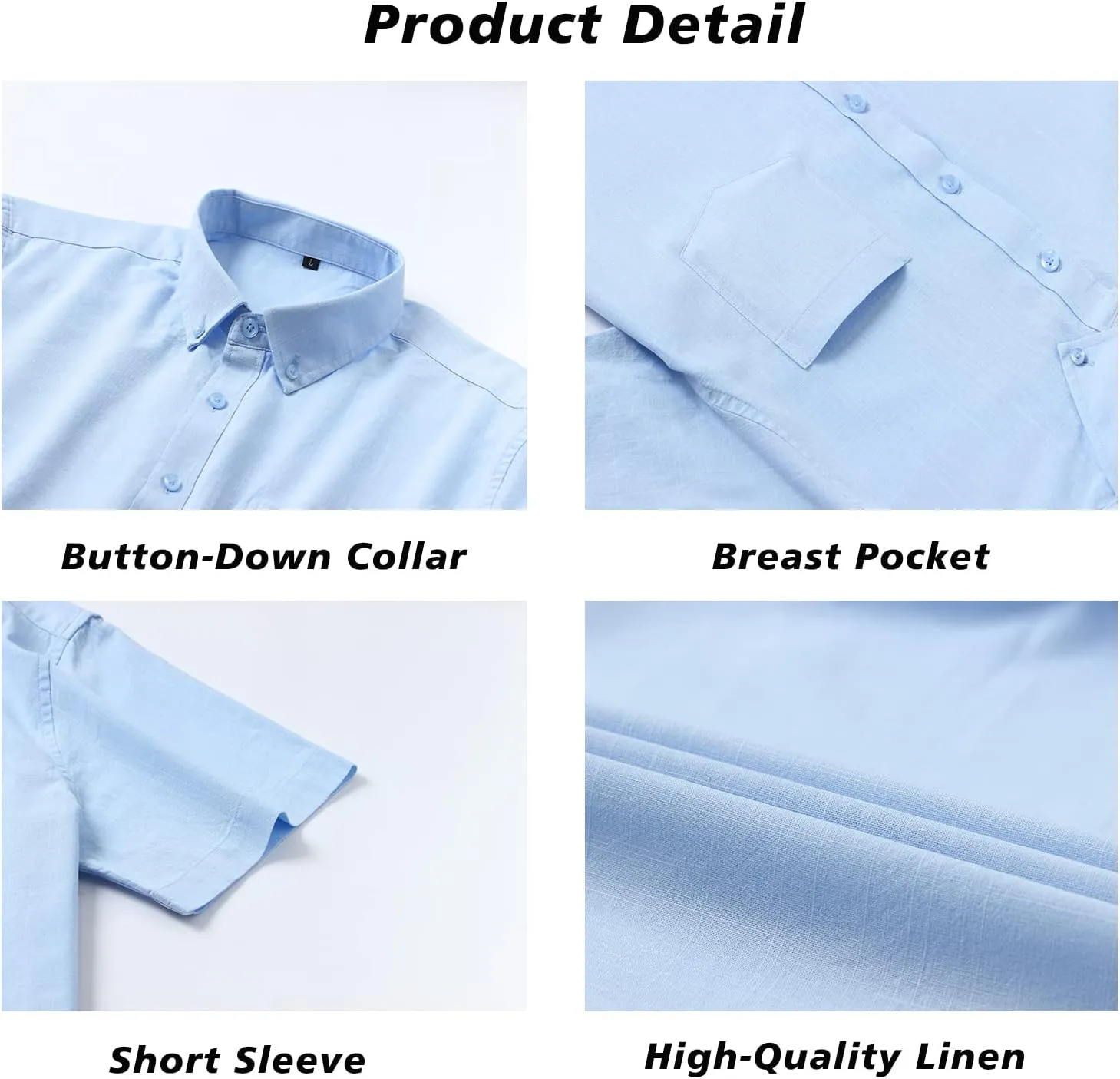 MAXJON Mens's Linen Shirts, Linen Shirts for Mens Short Sleeve Button Down Shirts Casual Regular Fit for Summer Beach Soft