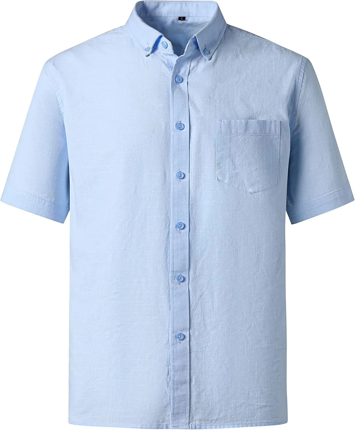 MAXJON Mens's Linen Shirts, Linen Shirts for Mens Short Sleeve Button Down Shirts Casual Regular Fit for Summer Beach Soft