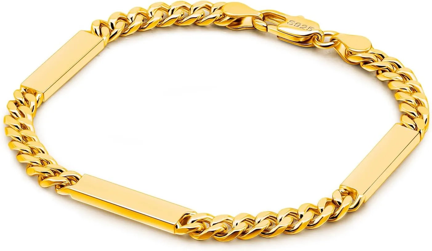 Men 4-6mm Miami Cuban Link Bracelet Rhodium Plated Hypoallergenic 925 Sterling Silver Fine Jewelry Hip Hop Cuff Chain Bangles For Women Birthday Gift