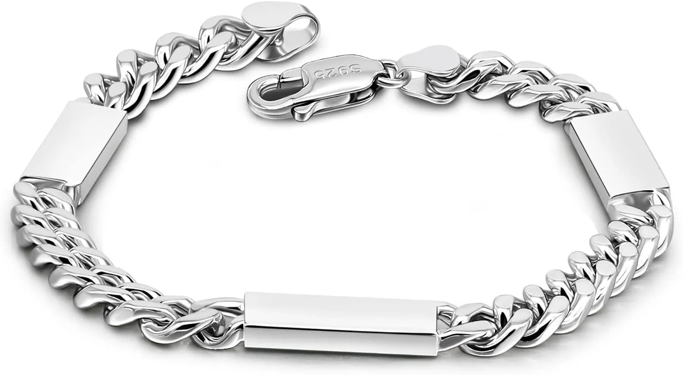 Men 4-6mm Miami Cuban Link Bracelet Rhodium Plated Hypoallergenic 925 Sterling Silver Fine Jewelry Hip Hop Cuff Chain Bangles For Women Birthday Gift