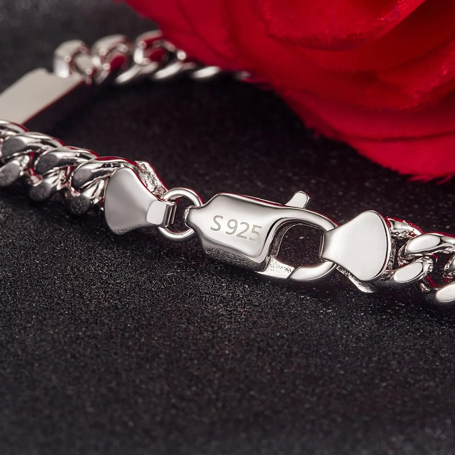 Men 4-6mm Miami Cuban Link Bracelet Rhodium Plated Hypoallergenic 925 Sterling Silver Fine Jewelry Hip Hop Cuff Chain Bangles For Women Birthday Gift