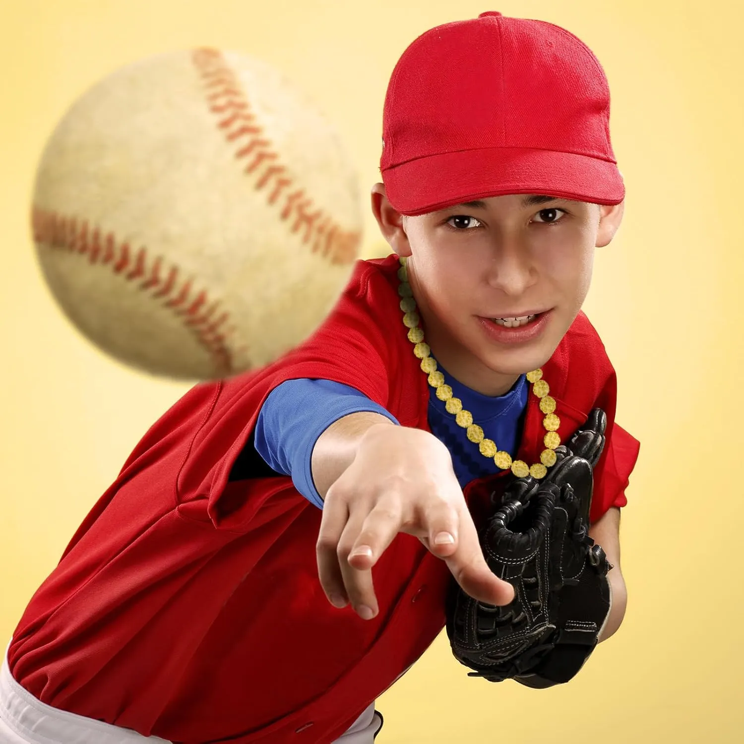 Men's Beaded Baseball Necklace, Bling Ice Collection, 16-20 Inches, Ideal for Baseball Teams and Enthusiasts