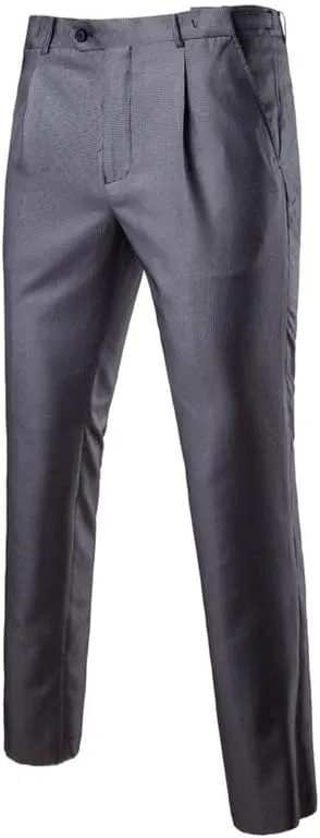 Men's Business Suit Pants Slim Fit Trousers Flat Front Plaid Pant
