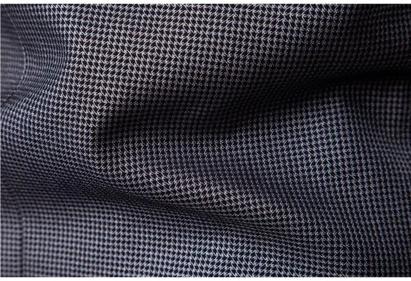 Men's Business Suit Pants Slim Fit Trousers Flat Front Plaid Pant
