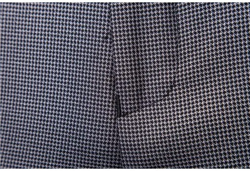 Men's Business Suit Pants Slim Fit Trousers Flat Front Plaid Pant