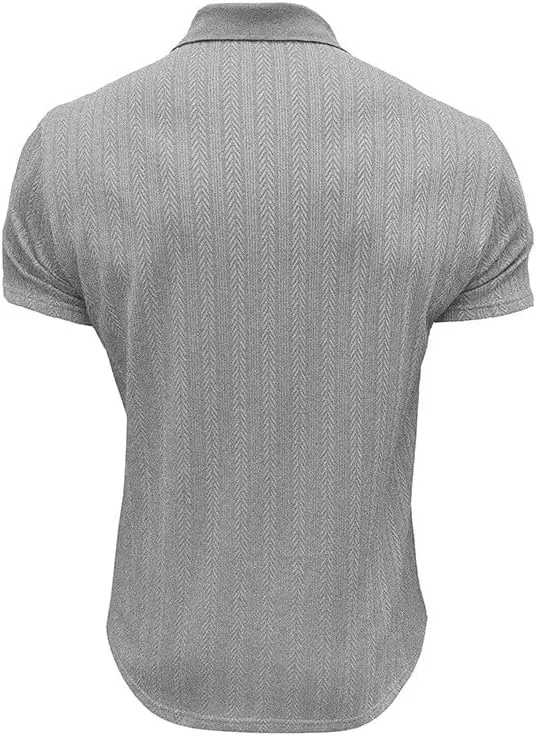 Men's Casual Polo Shirts Crewneck Slim Fit Button-Down Breathable Work Summer Shirts