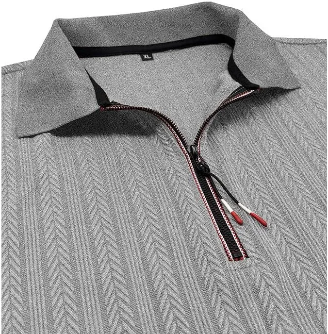Men's Casual Polo Shirts Crewneck Slim Fit Button-Down Breathable Work Summer Shirts