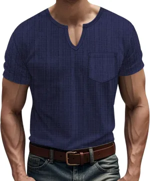 Mens Cotton Linen T-Shirts Casual V Neck Short Sleeve Summer Tunic Tops Lightweight Breathable Comfort Tees