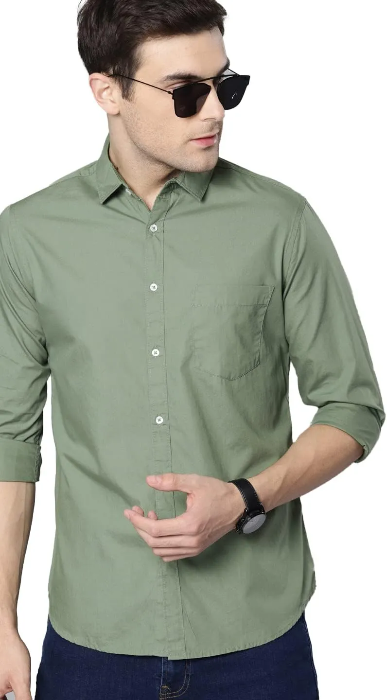 Men's Essential Dress Shirt - 100% Cotton, Slim Fit, Long Sleeve, Button-Down Collar - Casual Wear