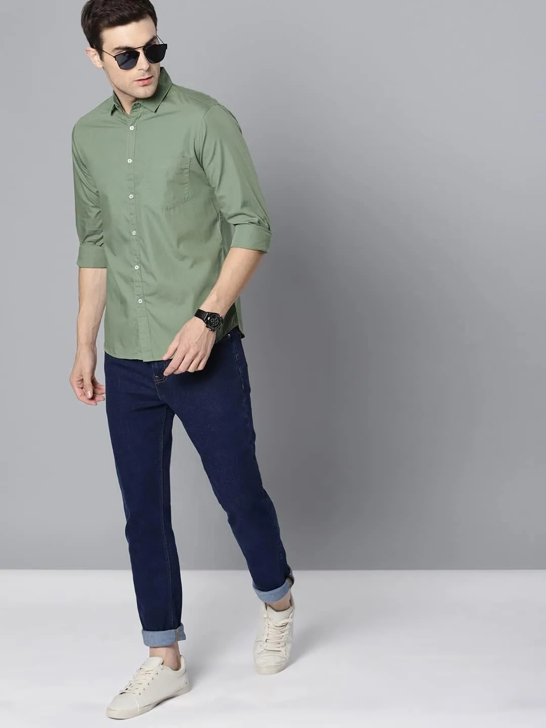 Men's Essential Dress Shirt - 100% Cotton, Slim Fit, Long Sleeve, Button-Down Collar - Casual Wear